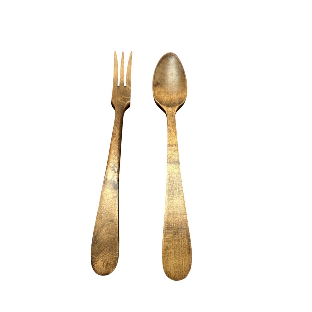 Unbranded Salad Servers OS Brown Wood Handcrafted Made in France Set